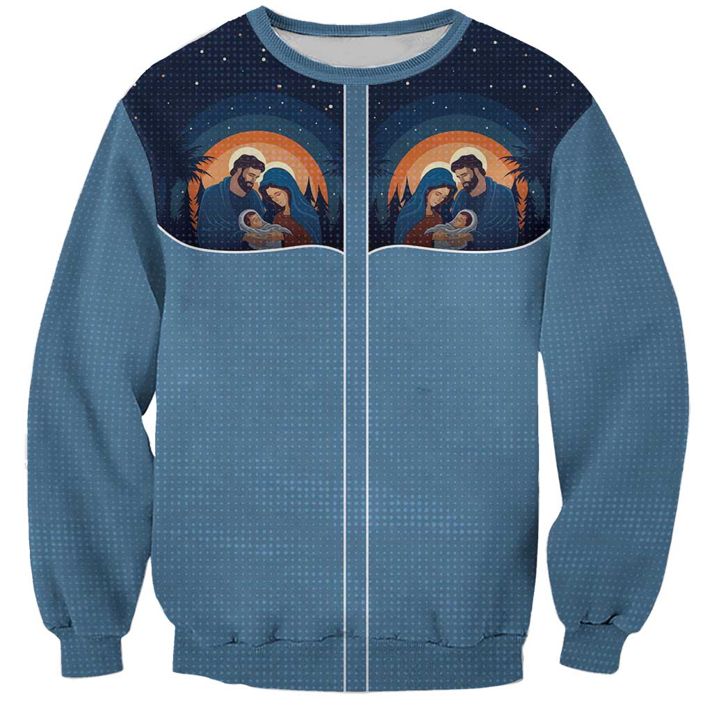 Western Yoke Sweatshirt Holy Family Christmas Cowboy Style - Wonder Print Shop