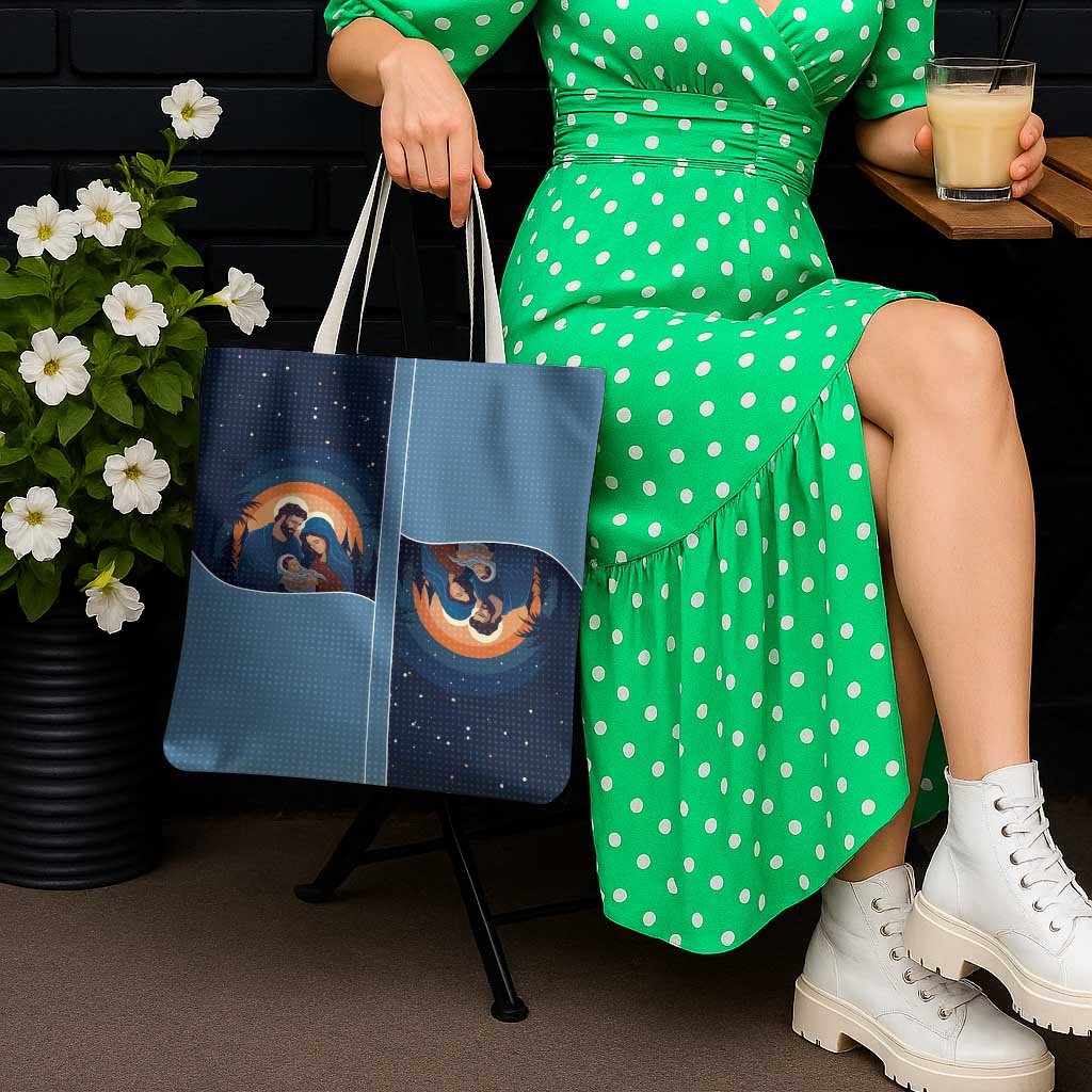 Western Yoke Tote Bag Holy Family Christmas Cowboy Style - Wonder Print Shop