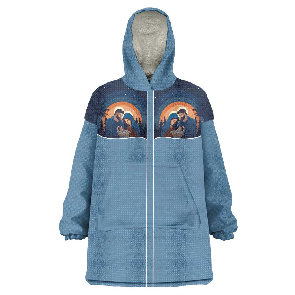 Western Yoke Wearable Blanket Hoodie Holy Family Christmas Cowboy Style - Wonder Print Shop
