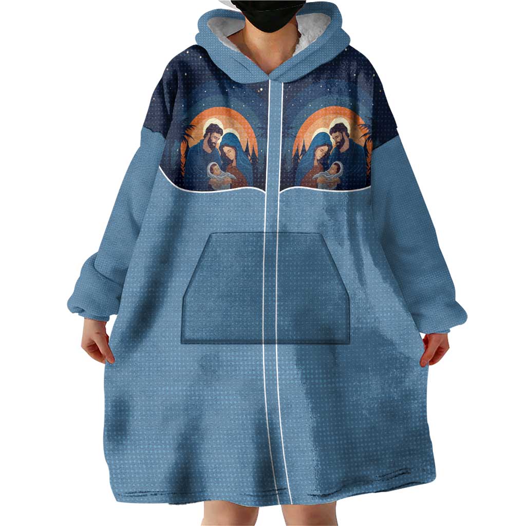 Western Yoke Wearable Blanket Hoodie Holy Family Christmas Cowboy Style - Wonder Print Shop