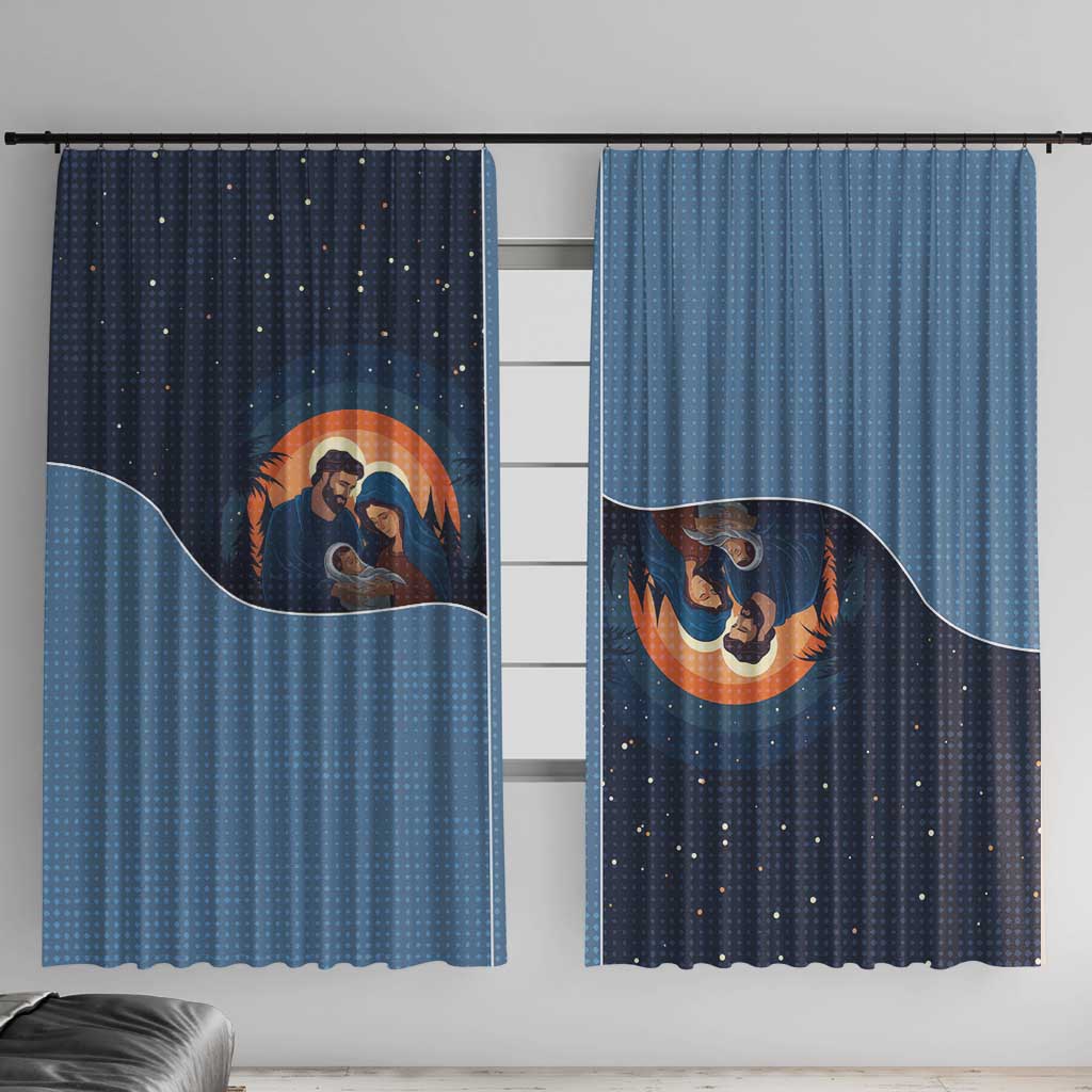 Western Yoke Window Curtain Holy Family Christmas Cowboy Style - Wonder Print Shop