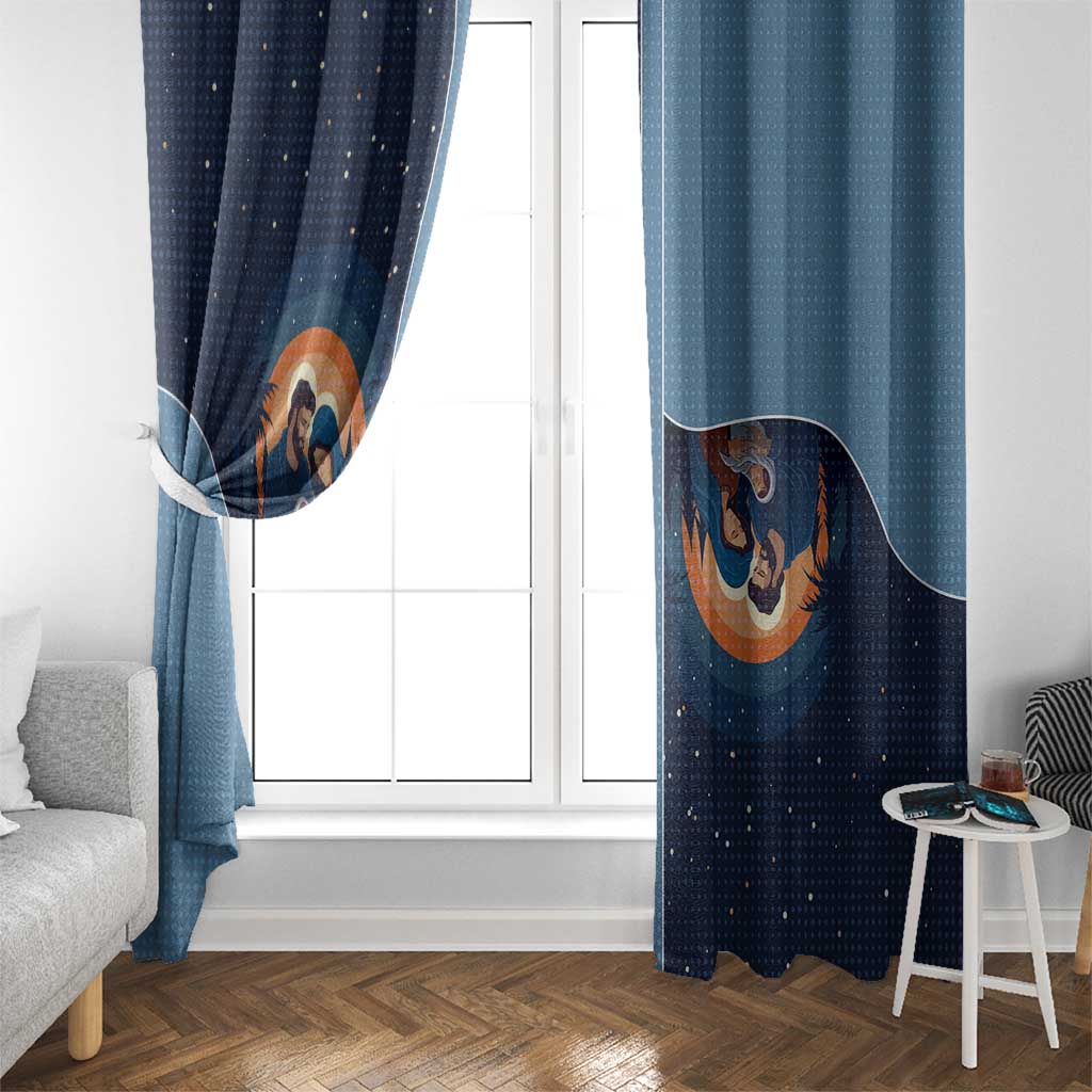 Western Yoke Window Curtain Holy Family Christmas Cowboy Style - Wonder Print Shop