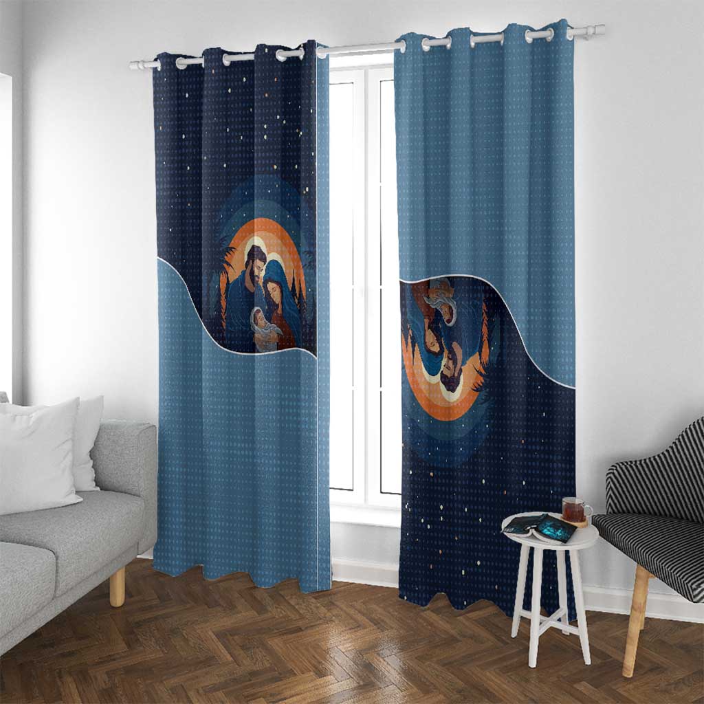 Western Yoke Window Curtain Holy Family Christmas Cowboy Style - Wonder Print Shop