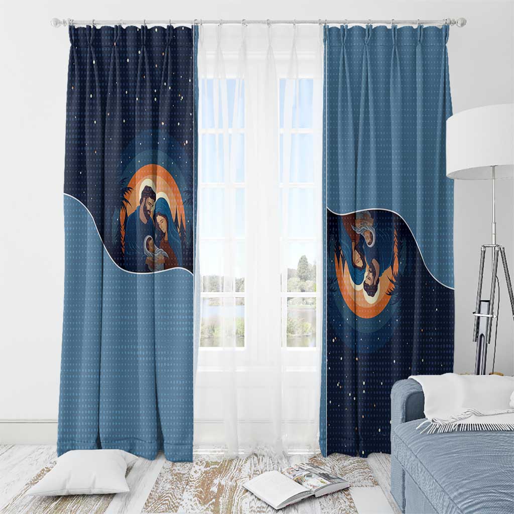 Western Yoke Window Curtain Holy Family Christmas Cowboy Style - Wonder Print Shop