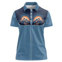Western Yoke Women Polo Shirt Holy Family Christmas Cowboy Style - Wonder Print Shop