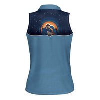 Western Yoke Women Sleeveless Polo Shirt Holy Family Christmas Cowboy Style - Wonder Print Shop