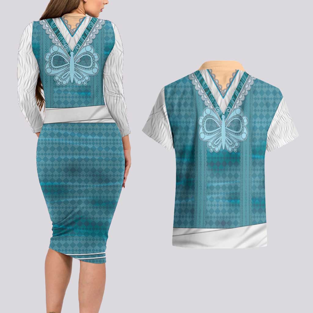 Oktoberfest Couples Matching Long Sleeve Bodycon Dress and Hawaiian Shirt Dirndl Retro Style - Wonder Print Shop