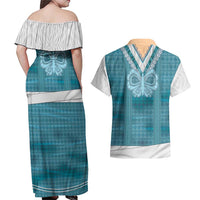 Oktoberfest Couples Matching Off Shoulder Maxi Dress and Hawaiian Shirt Dirndl Retro Style - Wonder Print Shop