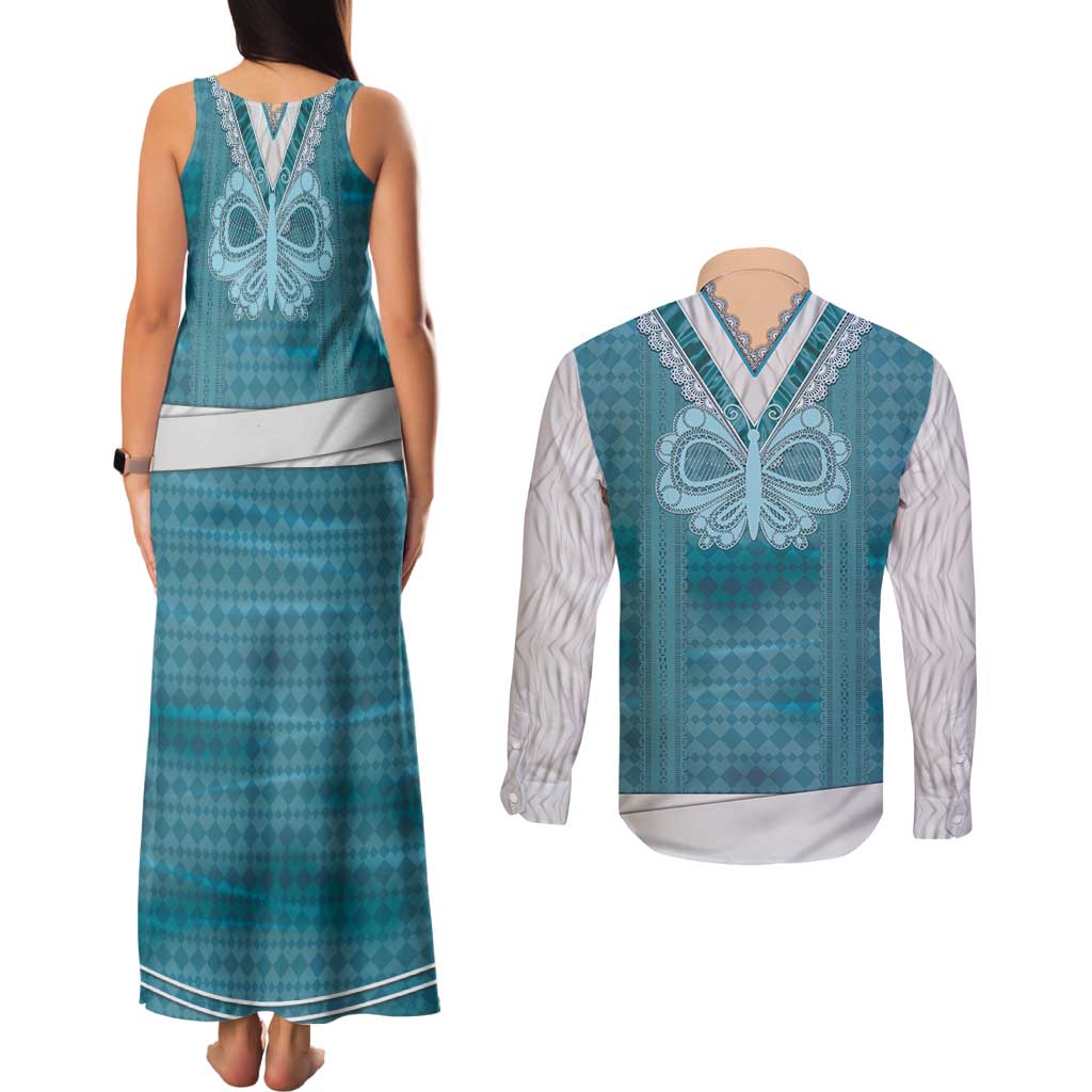 Oktoberfest Couples Matching Tank Maxi Dress and Long Sleeve Button Shirt Dirndl Retro Style - Wonder Print Shop