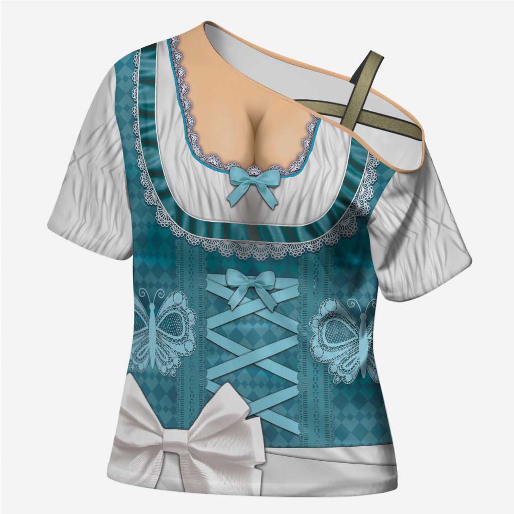 Oktoberfest Cross Shoulder Shirt Dirndl Retro Style - Wonder Print Shop