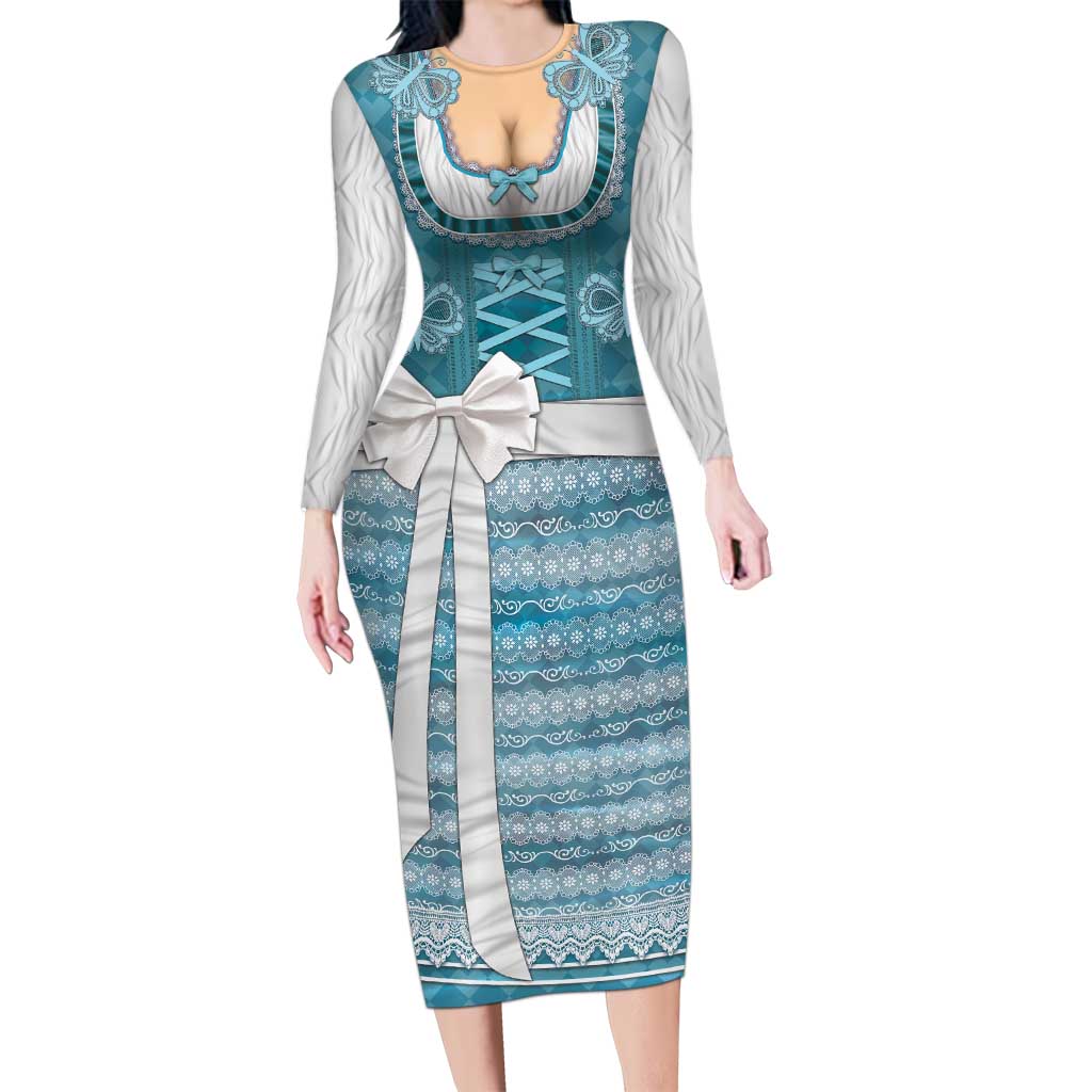 Oktoberfest Family Matching Long Sleeve Bodycon Dress and Hawaiian Shirt Dirndl Retro Style - Wonder Print Shop