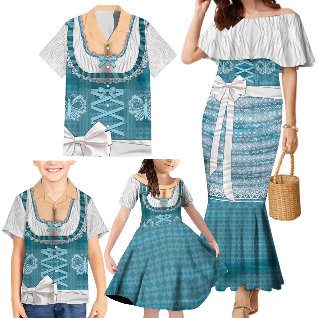 Oktoberfest Family Matching Mermaid Dress and Hawaiian Shirt Dirndl Retro Style - Wonder Print Shop