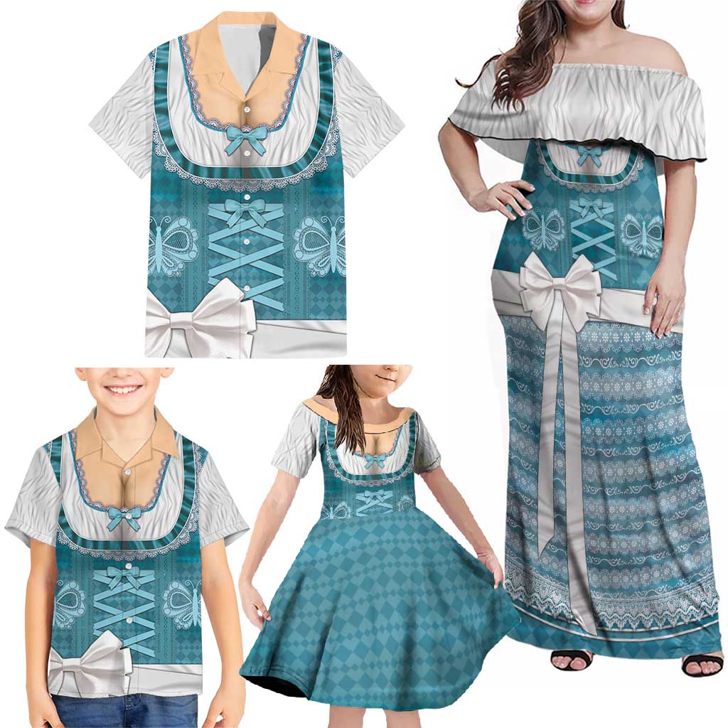 Oktoberfest Family Matching Off Shoulder Maxi Dress and Hawaiian Shirt Dirndl Retro Style - Wonder Print Shop