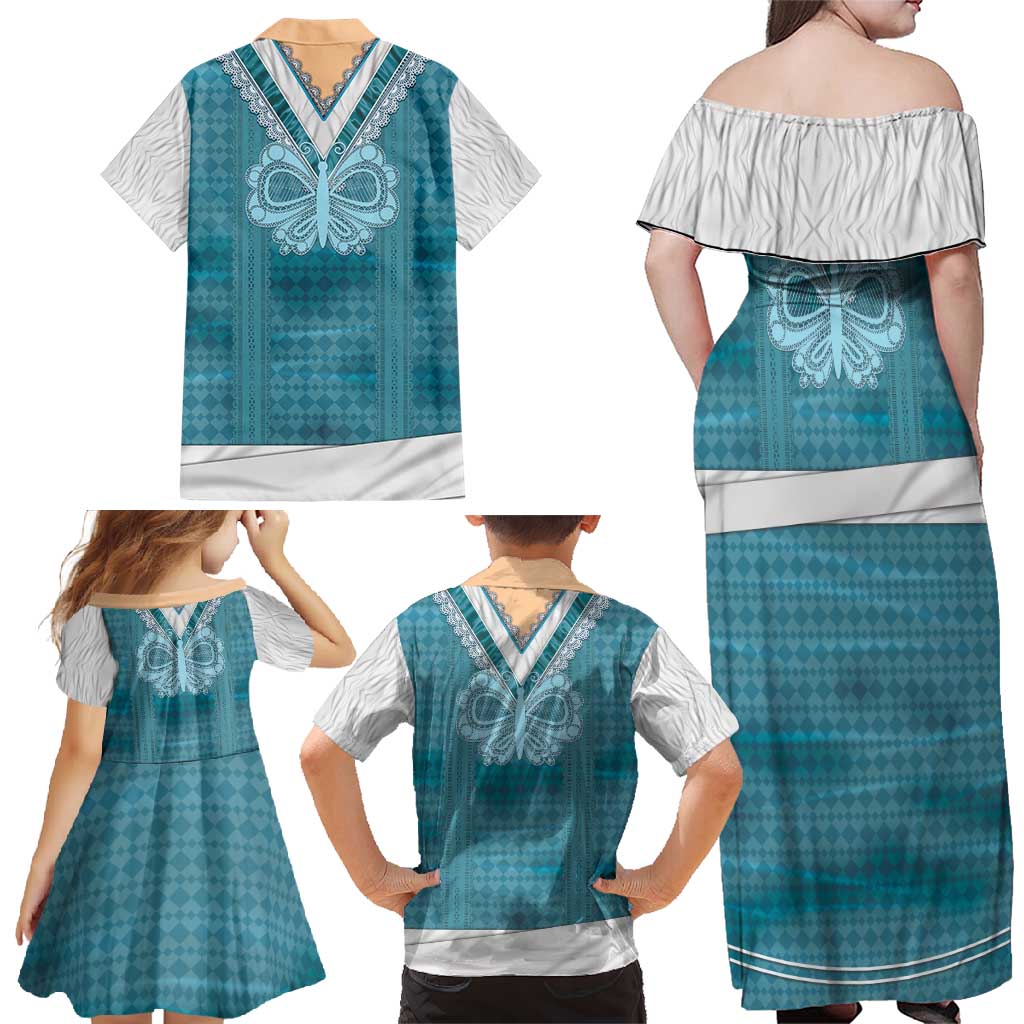 Oktoberfest Family Matching Off Shoulder Maxi Dress and Hawaiian Shirt Dirndl Retro Style - Wonder Print Shop
