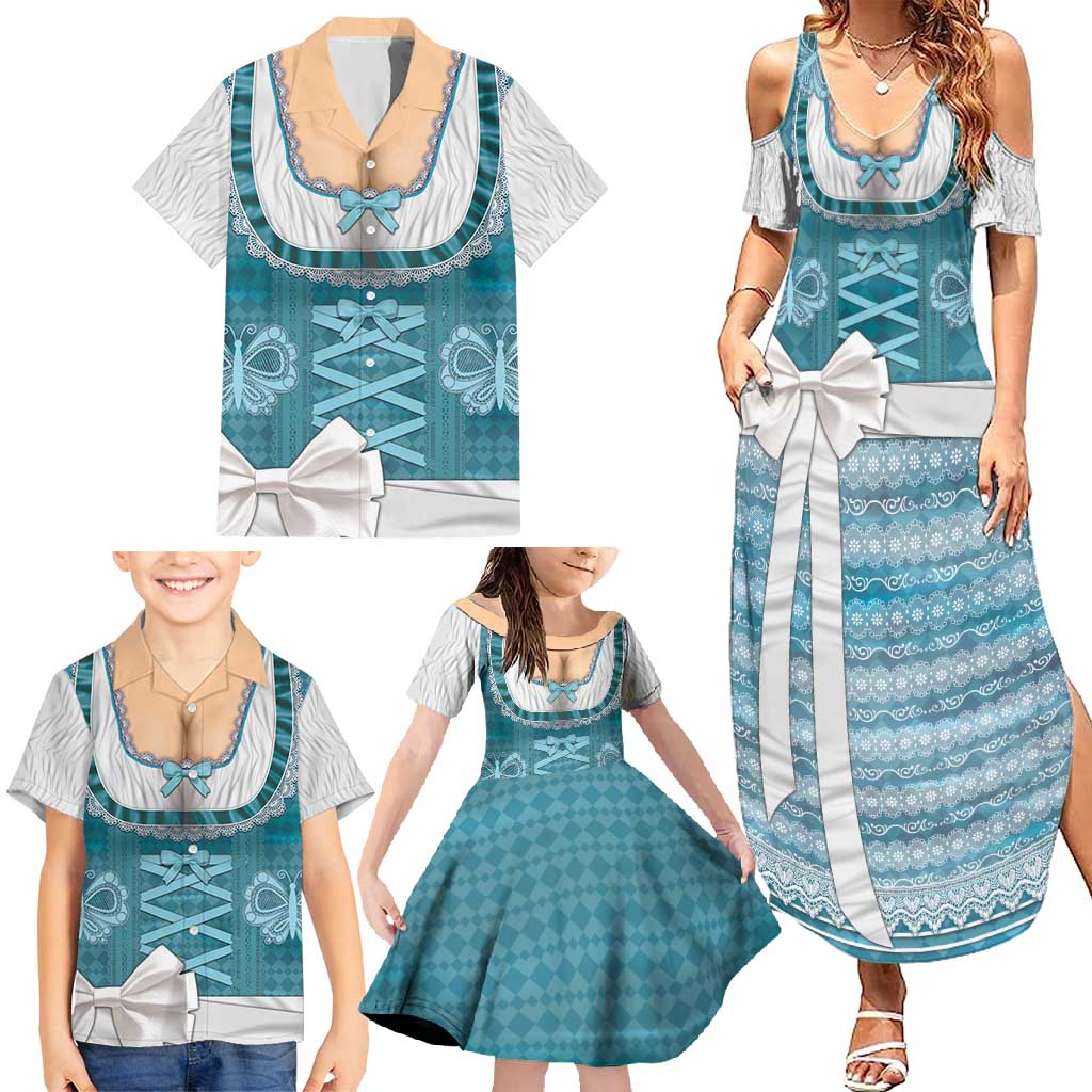 Oktoberfest Family Matching Summer Maxi Dress and Hawaiian Shirt Dirndl Retro Style - Wonder Print Shop