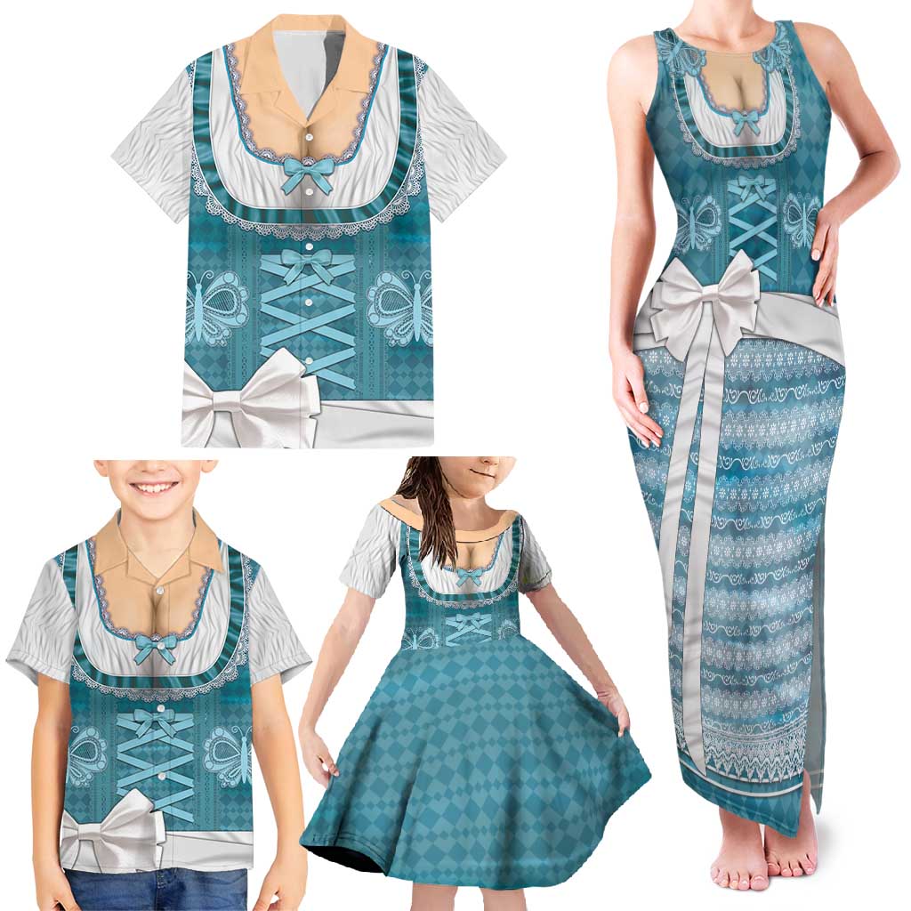 Oktoberfest Family Matching Tank Maxi Dress and Hawaiian Shirt Dirndl Retro Style - Wonder Print Shop