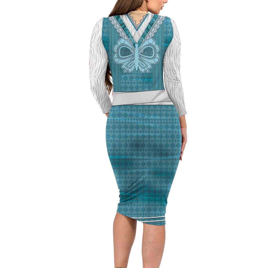 Oktoberfest Long Sleeve Bodycon Dress Dirndl Retro Style - Wonder Print Shop