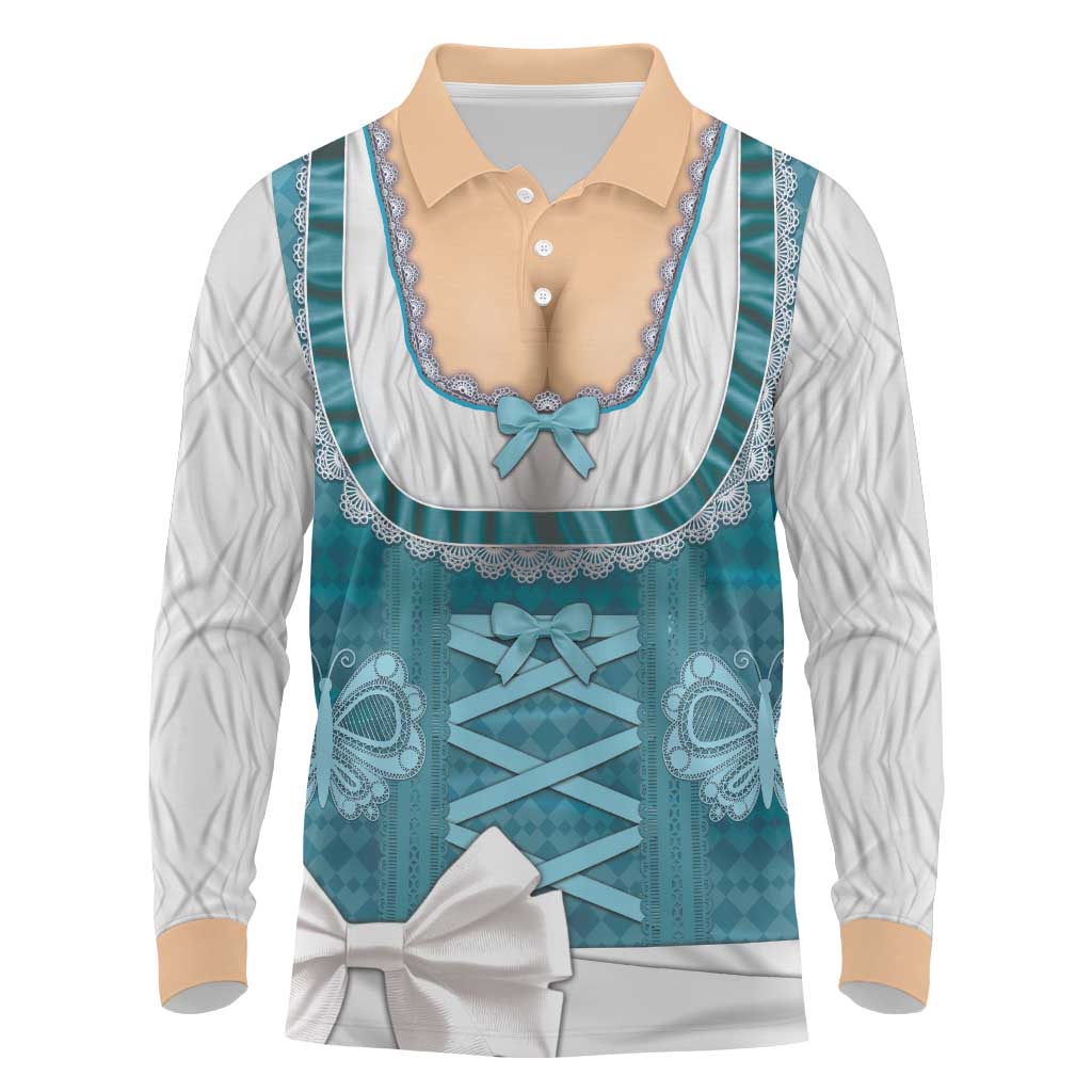 Oktoberfest Long Sleeve Polo Shirt Dirndl Retro Style - Wonder Print Shop