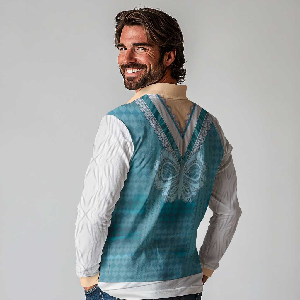 Oktoberfest Long Sleeve Polo Shirt Dirndl Retro Style - Wonder Print Shop