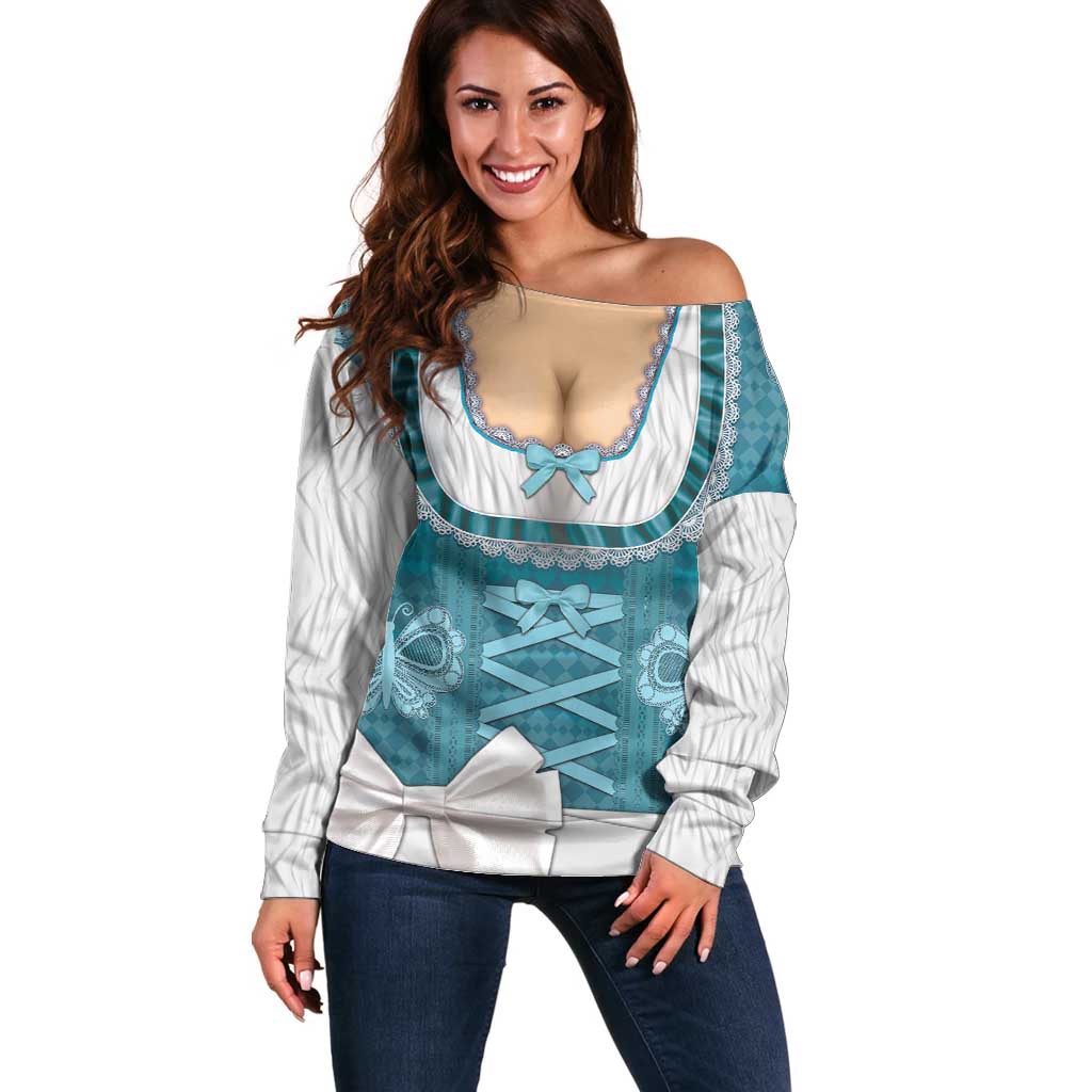 Oktoberfest Off Shoulder Sweater Dirndl Retro Style - Wonder Print Shop