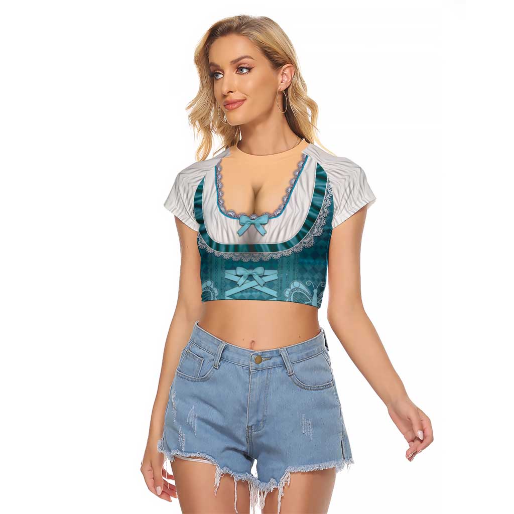 Oktoberfest Raglan Cropped T Shirt Dirndl Retro Style - Wonder Print Shop