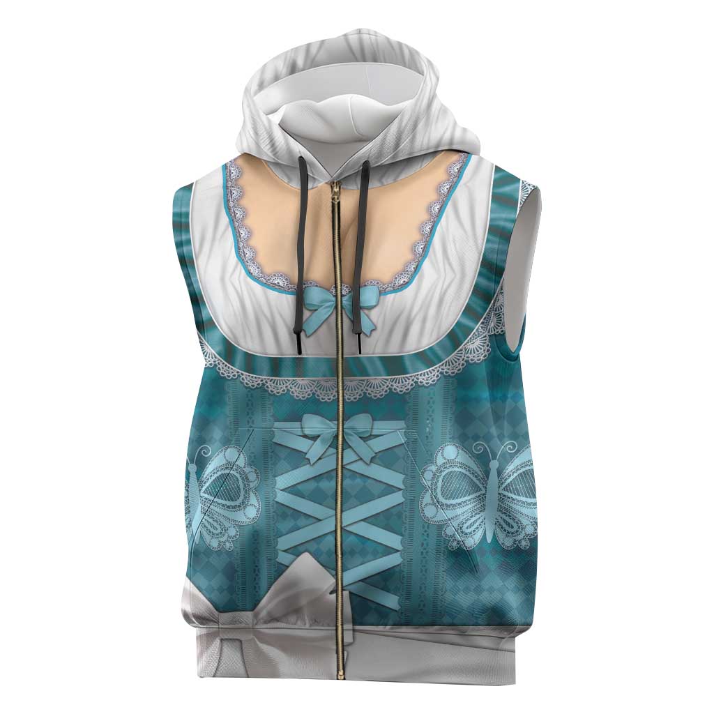 Oktoberfest Sleeveless Zip Hoodie Dirndl Retro Style - Wonder Print Shop