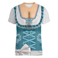 Oktoberfest Women V-Neck T-Shirt Dirndl Retro Style - Wonder Print Shop