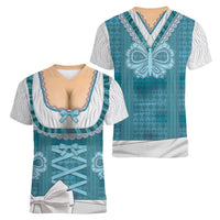 Oktoberfest Women V-Neck T-Shirt Dirndl Retro Style - Wonder Print Shop