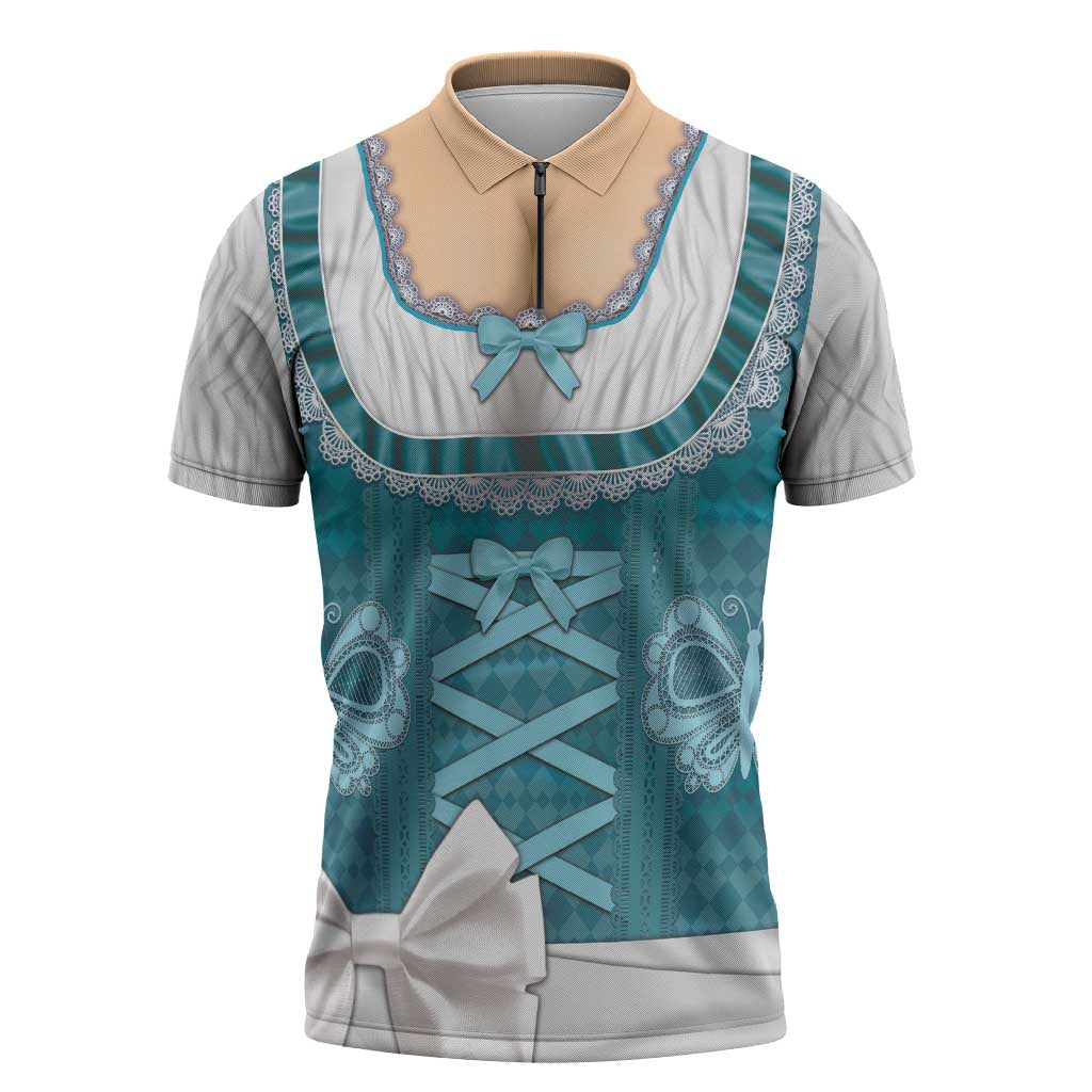 Oktoberfest Zipper Polo Shirt Dirndl Retro Style - Wonder Print Shop