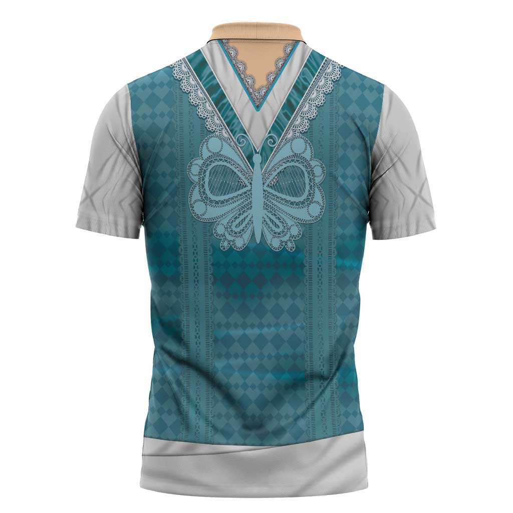 Oktoberfest Zipper Polo Shirt Dirndl Retro Style - Wonder Print Shop