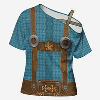 Oktoberfest Cross Shoulder Shirt Lederhosen Retro Style - Wonder Print Shop