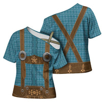Oktoberfest Cross Shoulder Shirt Lederhosen Retro Style - Wonder Print Shop