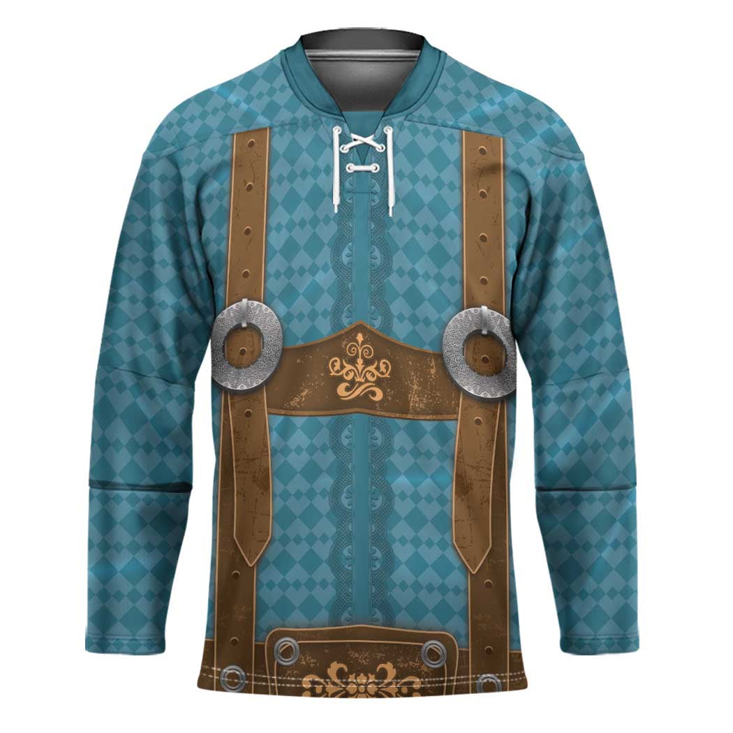 Oktoberfest Hockey Jersey Lederhosen Retro Style - Wonder Print Shop