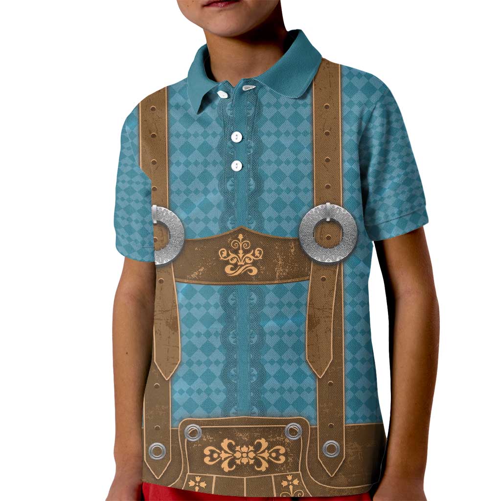 Oktoberfest Kid Polo Shirt Lederhosen Retro Style - Wonder Print Shop