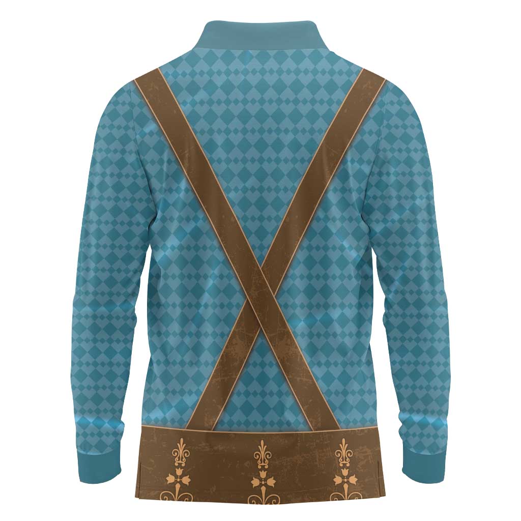 Oktoberfest Long Sleeve Polo Shirt Lederhosen Retro Style - Wonder Print Shop