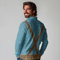 Oktoberfest Long Sleeve Polo Shirt Lederhosen Retro Style - Wonder Print Shop