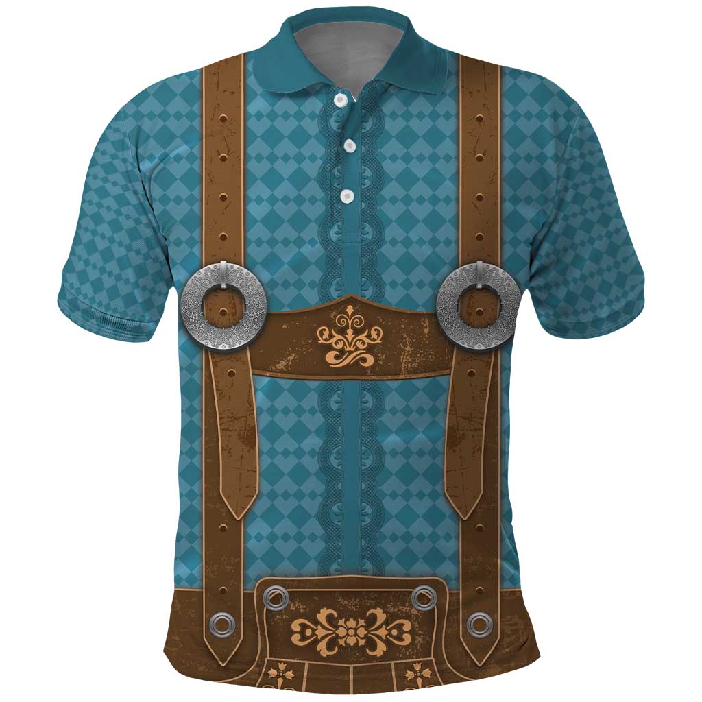 Oktoberfest Polo Shirt Lederhosen Retro Style - Wonder Print Shop
