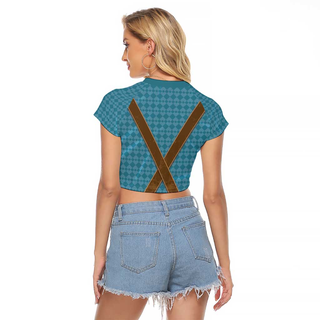 Oktoberfest Raglan Cropped T Shirt Lederhosen Retro Style - Wonder Print Shop