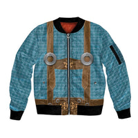 Oktoberfest Sleeve Zip Bomber Jacket Lederhosen Retro Style - Wonder Print Shop