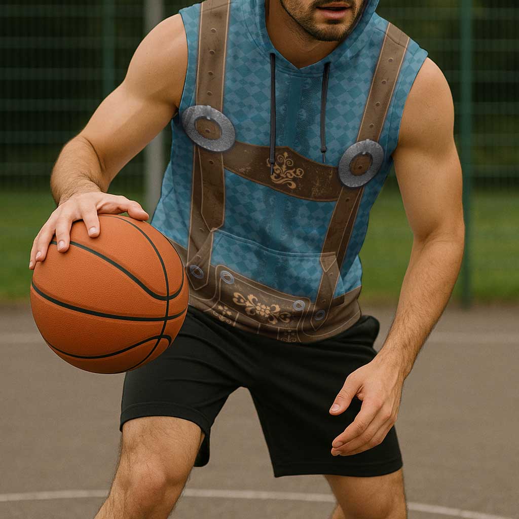 Oktoberfest Sleeveless Hoodie Lederhosen Retro Style - Wonder Print Shop