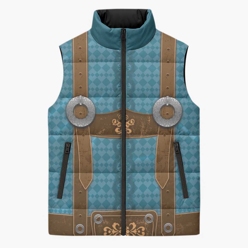 Oktoberfest Sleeveless Puffer Jacket Lederhosen Retro Style - Wonder Print Shop