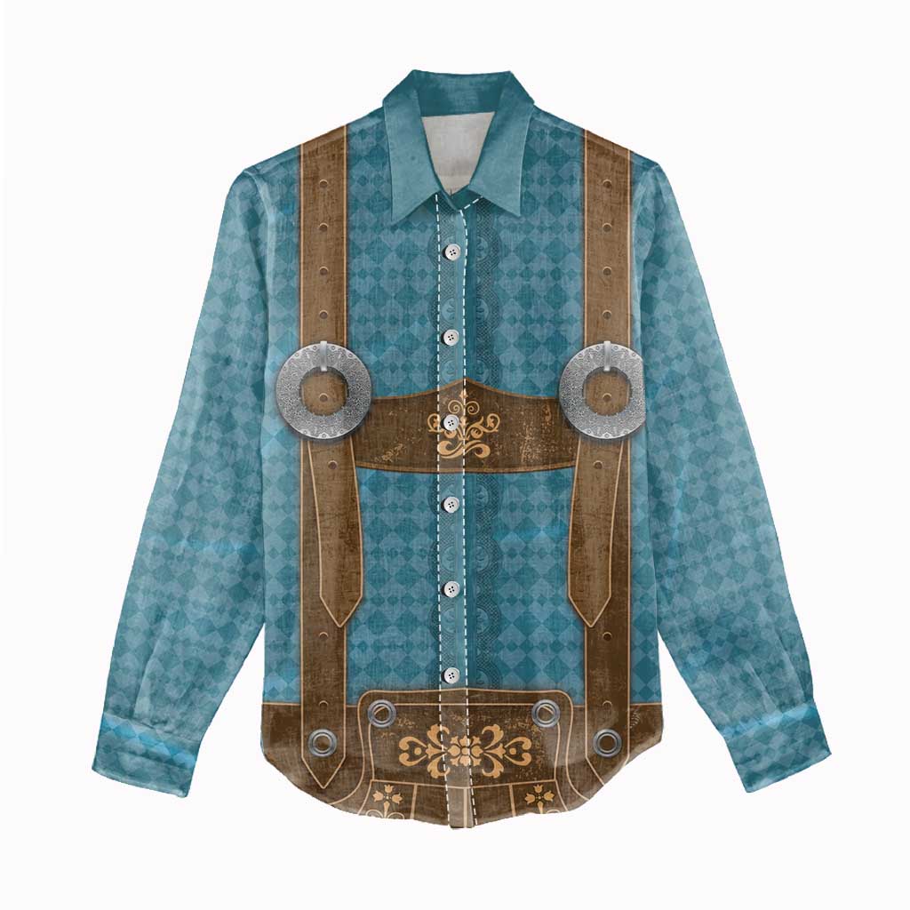 Oktoberfest Women Casual Shirt Lederhosen Retro Style - Wonder Print Shop