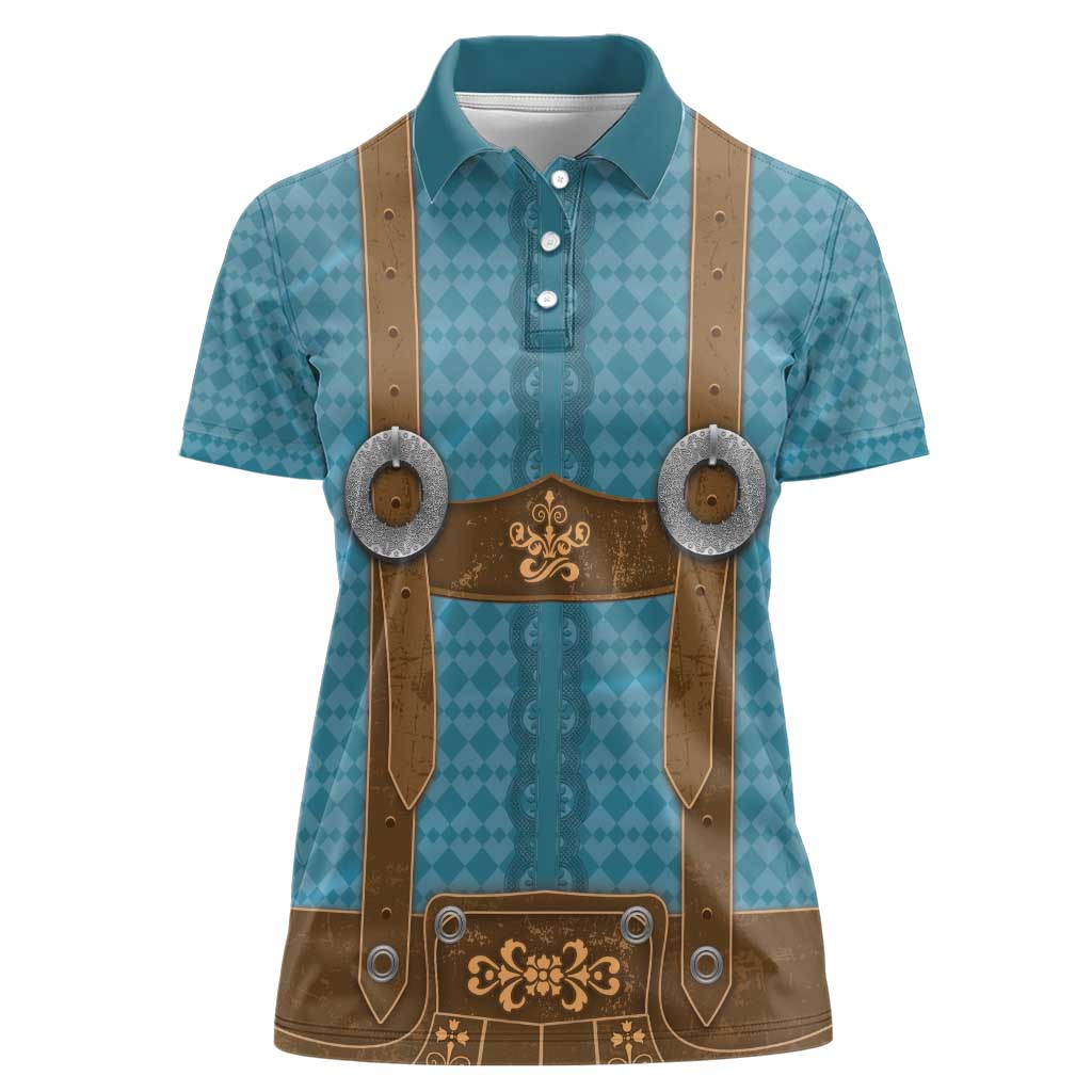 Oktoberfest Women Polo Shirt Lederhosen Retro Style - Wonder Print Shop