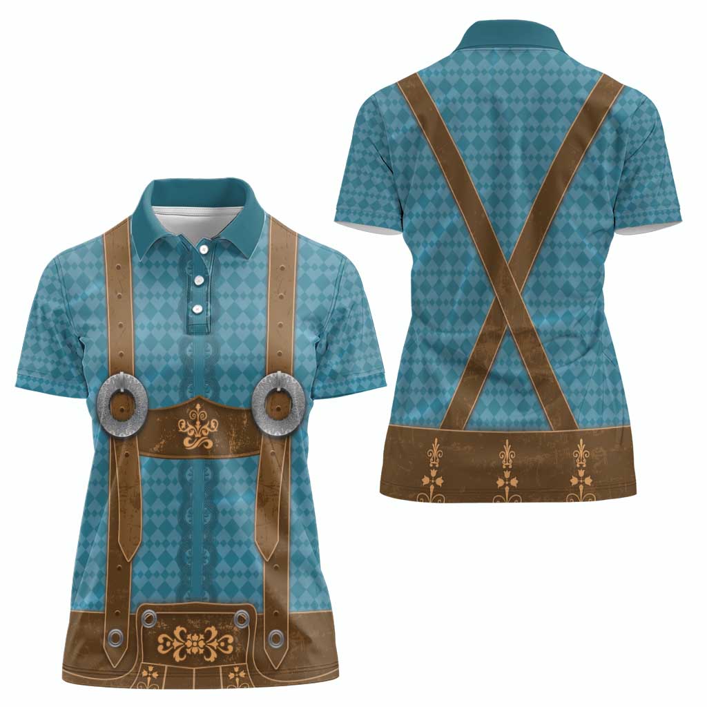 Oktoberfest Women Polo Shirt Lederhosen Retro Style - Wonder Print Shop