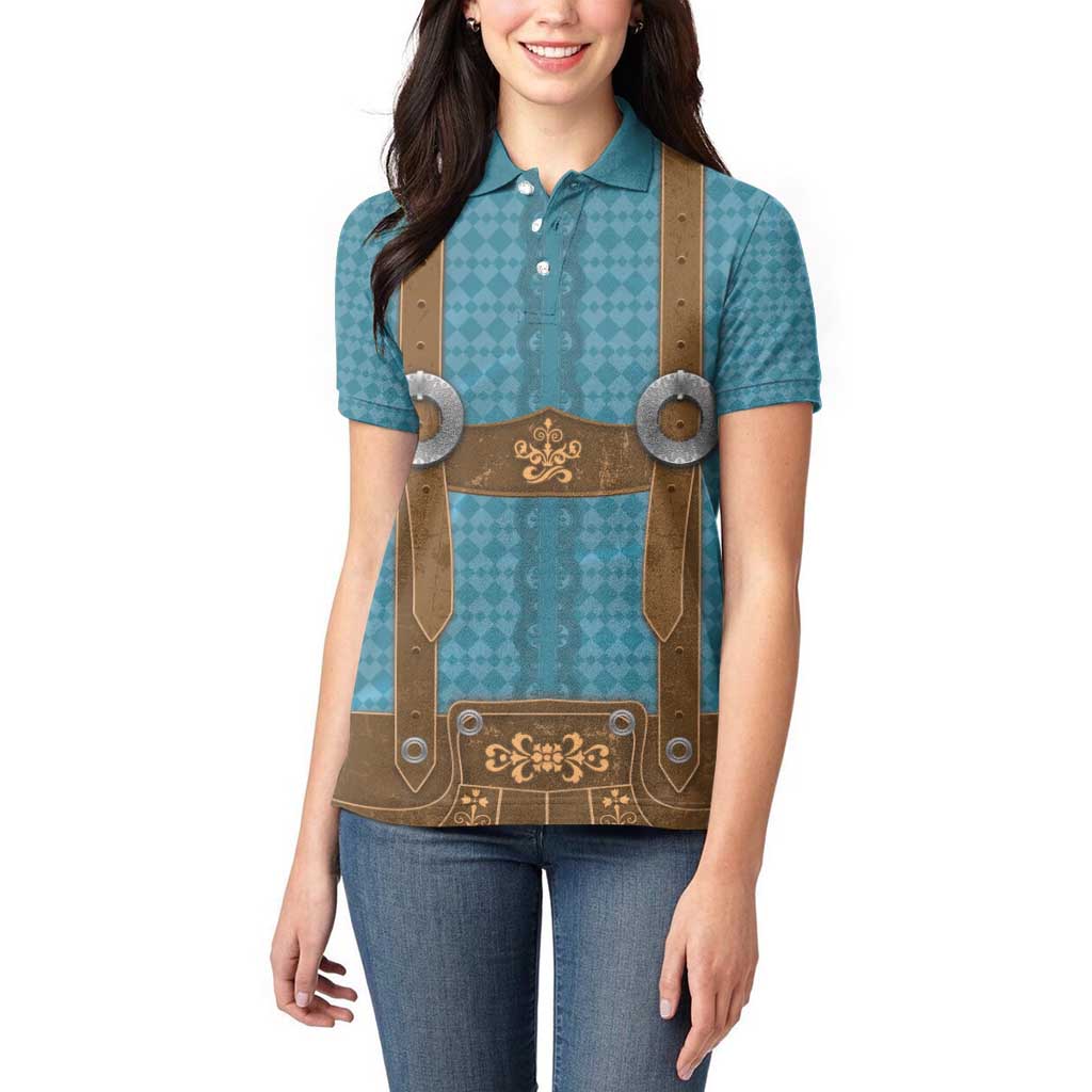 Oktoberfest Women Polo Shirt Lederhosen Retro Style - Wonder Print Shop