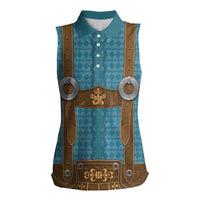 Oktoberfest Women Sleeveless Polo Shirt Lederhosen Retro Style - Wonder Print Shop