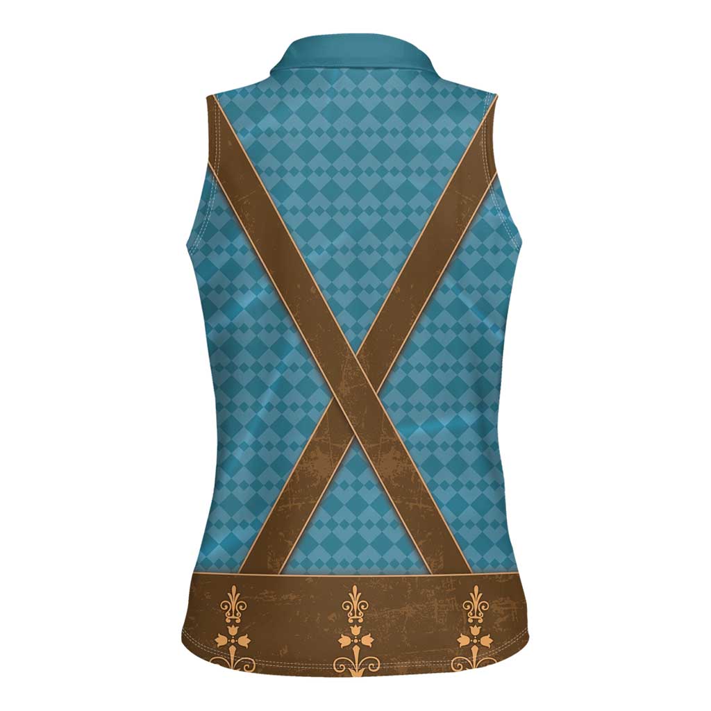 Oktoberfest Women Sleeveless Polo Shirt Lederhosen Retro Style - Wonder Print Shop