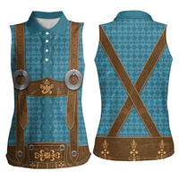 Oktoberfest Women Sleeveless Polo Shirt Lederhosen Retro Style - Wonder Print Shop