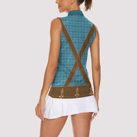 Oktoberfest Women Sleeveless Polo Shirt Lederhosen Retro Style - Wonder Print Shop
