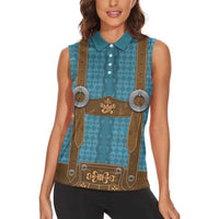 Oktoberfest Women Sleeveless Polo Shirt Lederhosen Retro Style - Wonder Print Shop
